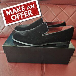 Magnanni Dorio Men's Shoes Black Velvet Fabric Slip-On Loafers (Size 11.5)
